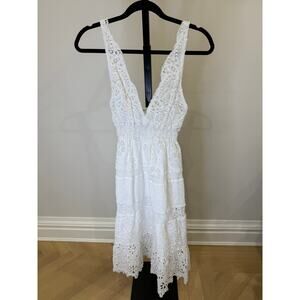 Temptation Positano - White Midi V neck lace dress - Womens M